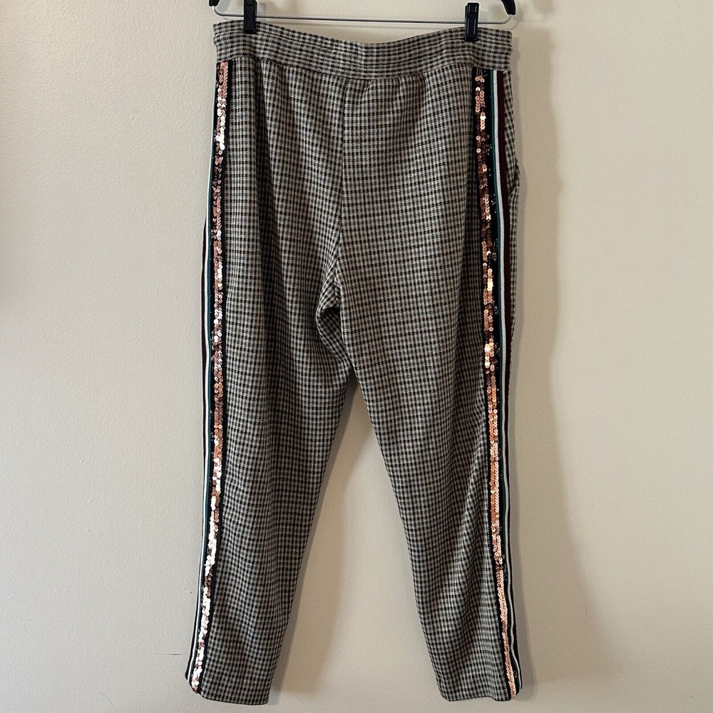 Anthropologie Maeve Bettie Sequin Tuxedo Trousers Pull On Drawstring Sz M *READ* - Picture 7 of 16